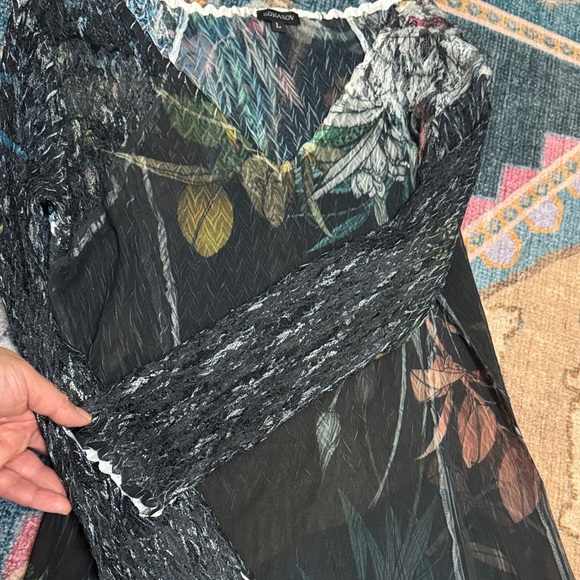 Komarov Black Floral Long Sleeve Dress - Picture 7 of 7